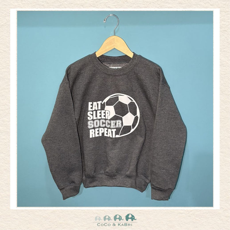 "The Bailey" Youth Sweatshirt - Dark Heather - Eat, Sleep Soccer (Can be put any shirt/size),CoCo & KaBri Children's Boutique