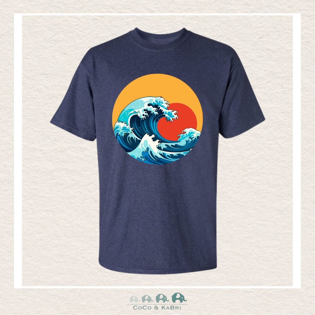"The Billie" Youth Soft Tee - Heather Navy - Japanese Wave, CoCo & KaBri Children's Boutique