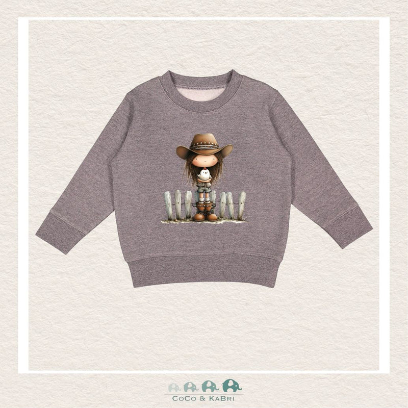 "The Drew" Sweatshirt - Toddler Fleece Crewneck (Charcoal) Girl With Chicken, CoCo & KaBri Children's Boutique