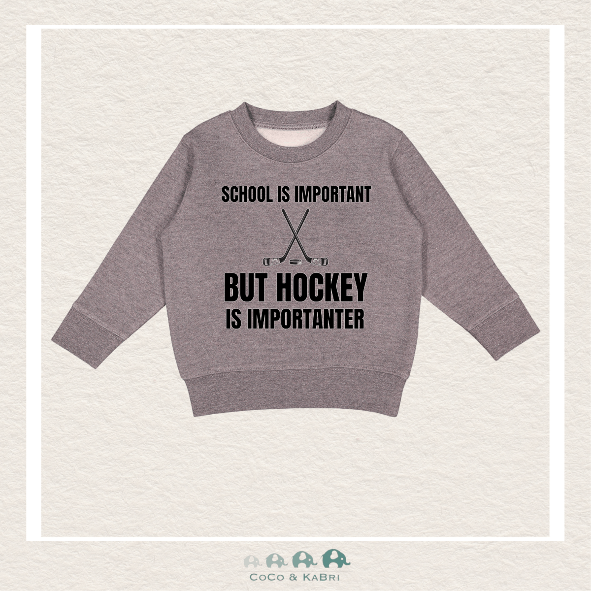 "The Drew" Sweatshirt - Toddler Fleece Crewneck (Charcoal) - School is Important...., CoCo & KaBri Children's Boutique