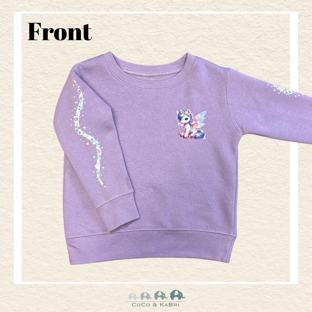 "The Drew" - Toddler Fleece Crewneck - Purple Unicorn, CoCo & KaBri Children's Boutique