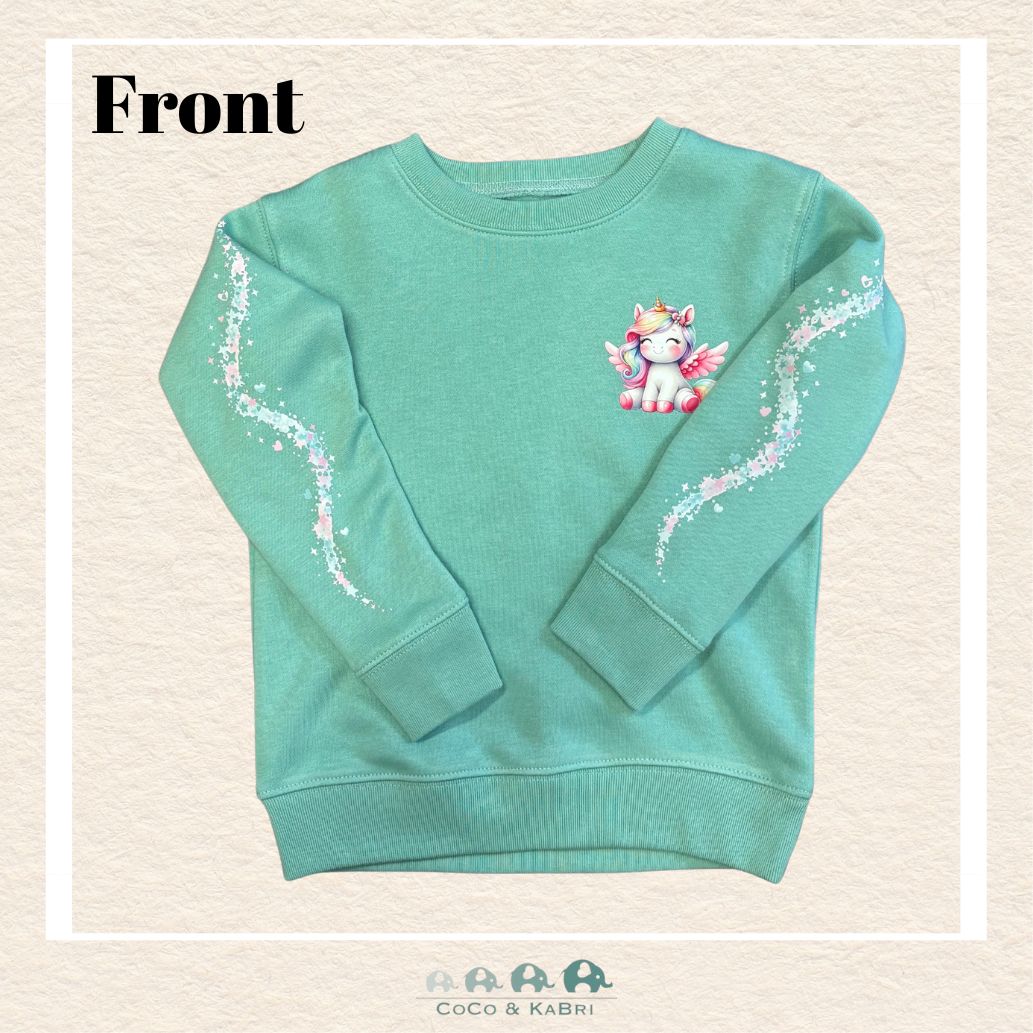 "The Drew" - Toddler Fleece Crewneck - Teal Unicorn, CoCo & KaBri Children's Boutique