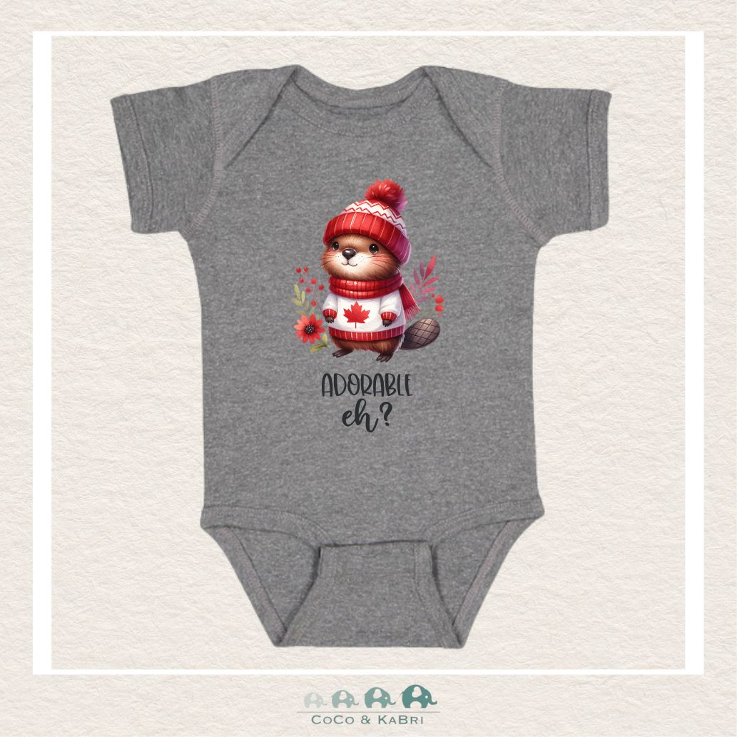 "The Harper" Baby Charcoal Gray Diaper Shirt - Beaver "Adorable eh", CoCo & KaBri Children's Boutique