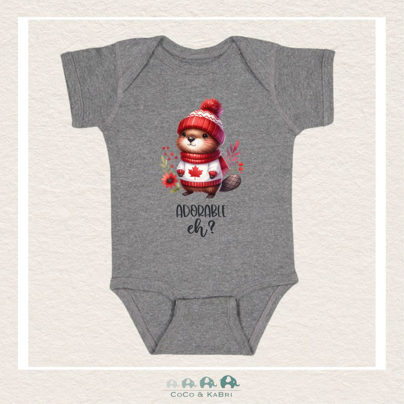 "The Harper" Baby Charcoal Gray Diaper Shirt - Beaver "Adorable eh", CoCo & KaBri Children's Boutique