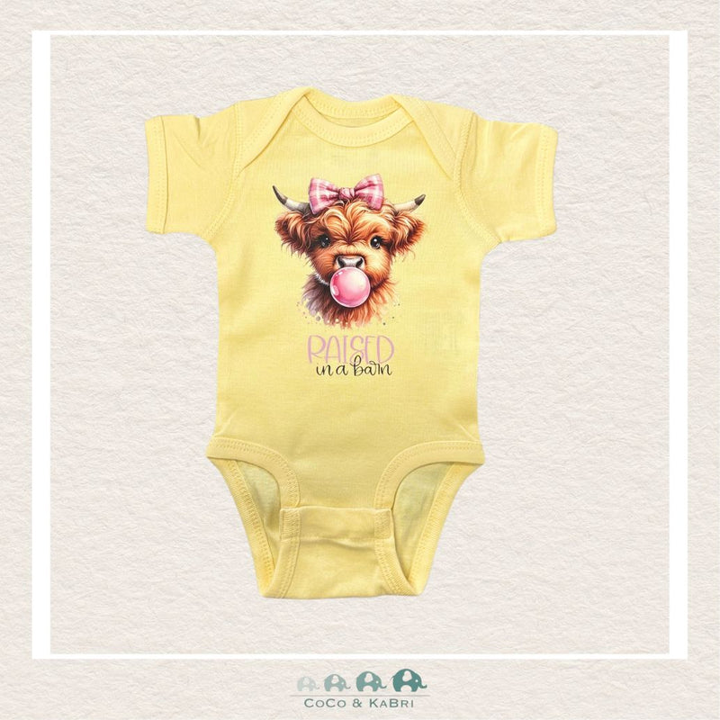 "The Harper" Baby Ribbed Diaper Shirt - Yellow "Raised in a Barn" Cow, CoCo & KaBri Children's Boutique