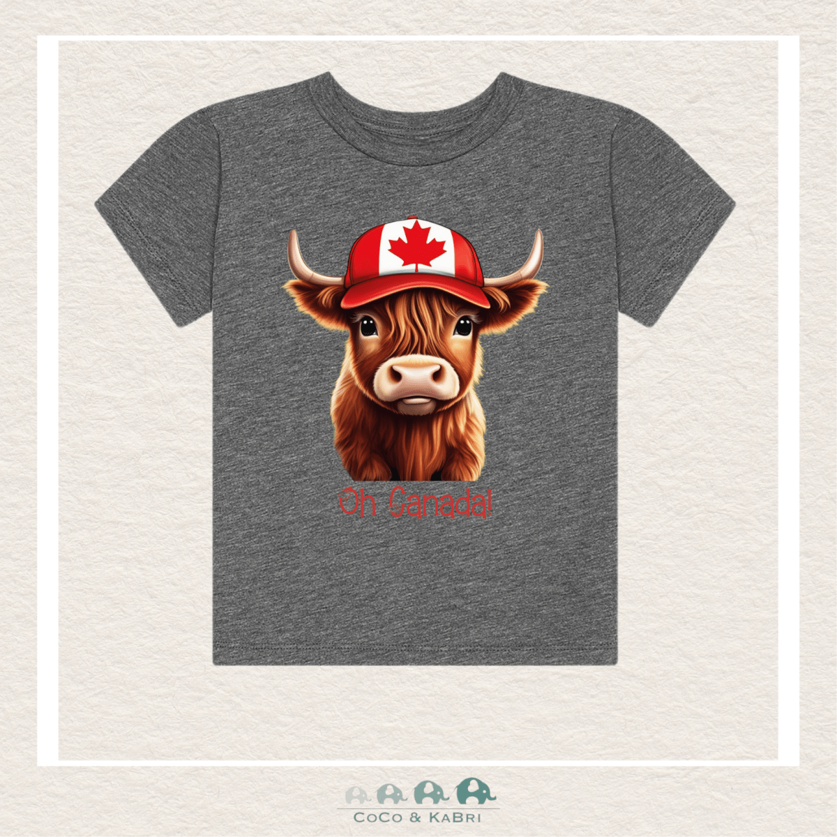 "The Jordan" - Soft Gray Tee - "Oh Canada" Cow, CoCo & KaBri Children's Boutique