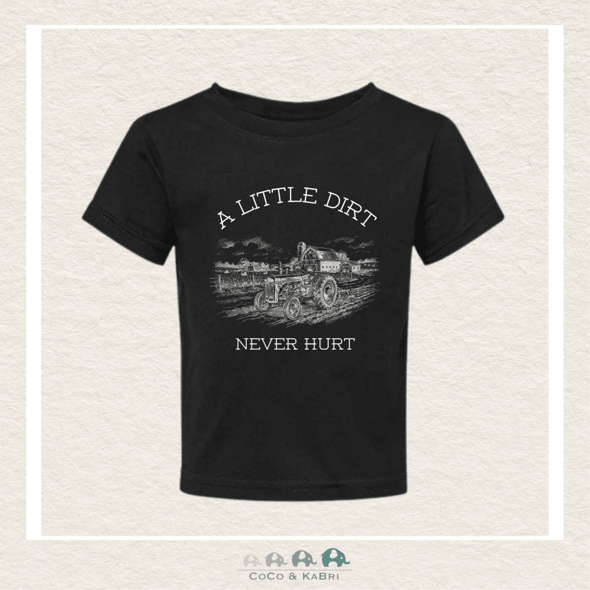 "The Jordan" Toddler Jerey Tee - A Little Dirt Never Hurt (Black), CoCo & KaBri Children's Boutique, Brooks Alberta Canada