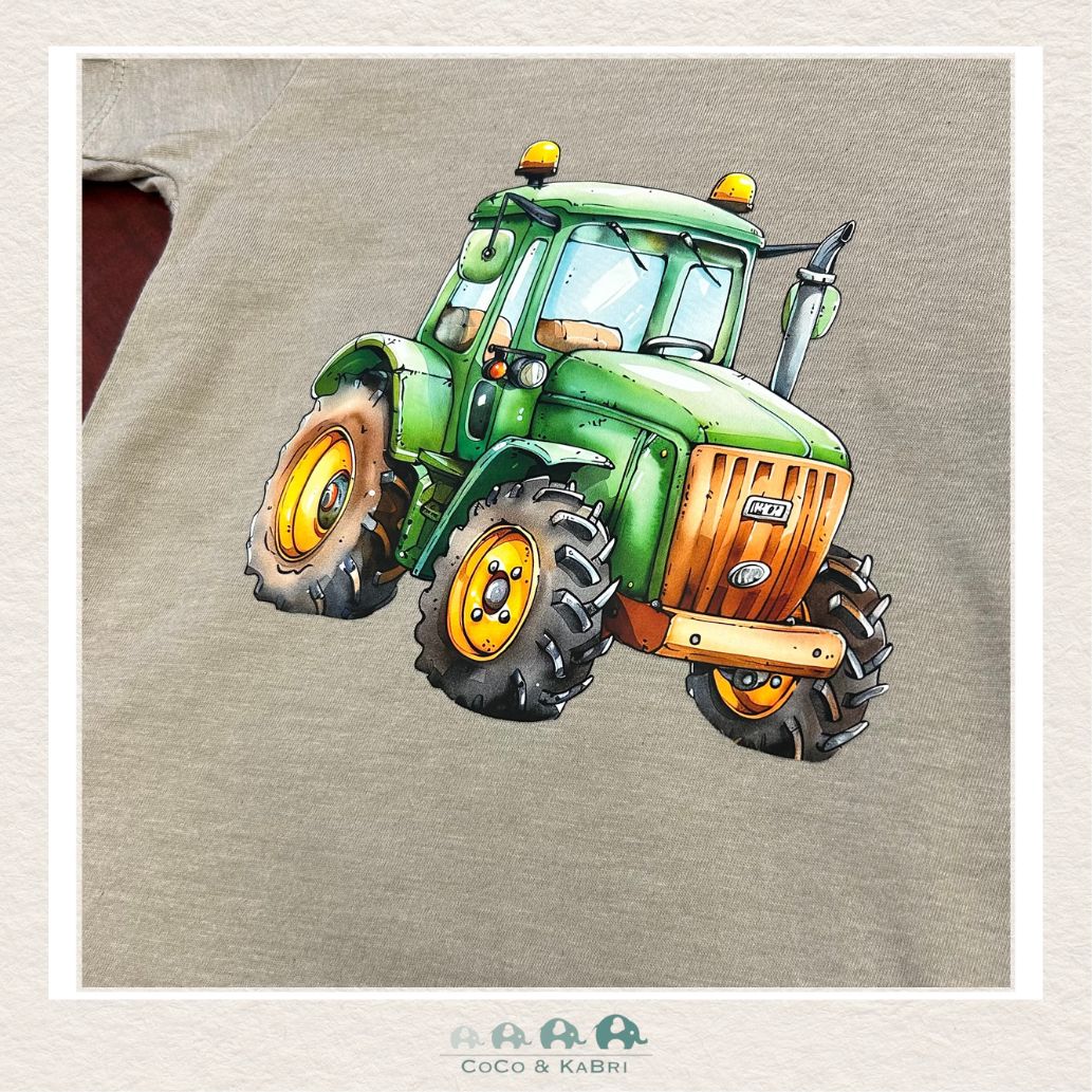 "The Jordan" Toddler Jerey Tee - Heather Stone - Green Tractor, CoCo & KaBri Children's Boutique