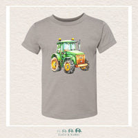 "The Jordan" Toddler Jerey Tee - Heather Stone - Green Tractor, CoCo & KaBri Children's Boutique