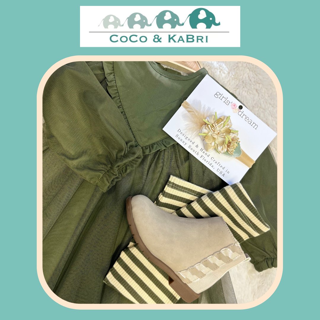 The New: Siblings Green Dress, CoCo & KaBri Children's Boutique