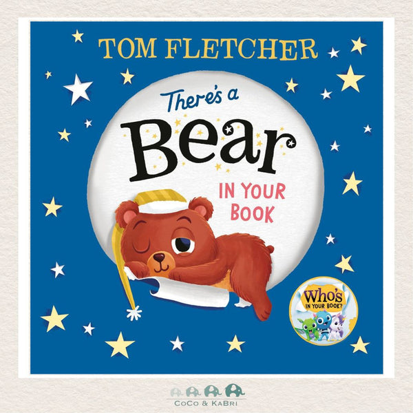 There's a Bear in Your Book board book by Tom Fletcher featuring a sleepy bear and interactive bedtime activities for toddlers