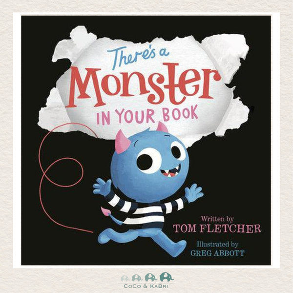 There's A Monster in Your Book board book featuring a friendly blue monster and interactive instructions for toddlers