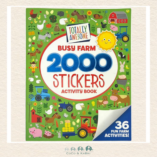 Totally Awesome 2000 Stickers Busy Farm activity book for kids featuring 36 farm-themed activities and thousands of animal stickers