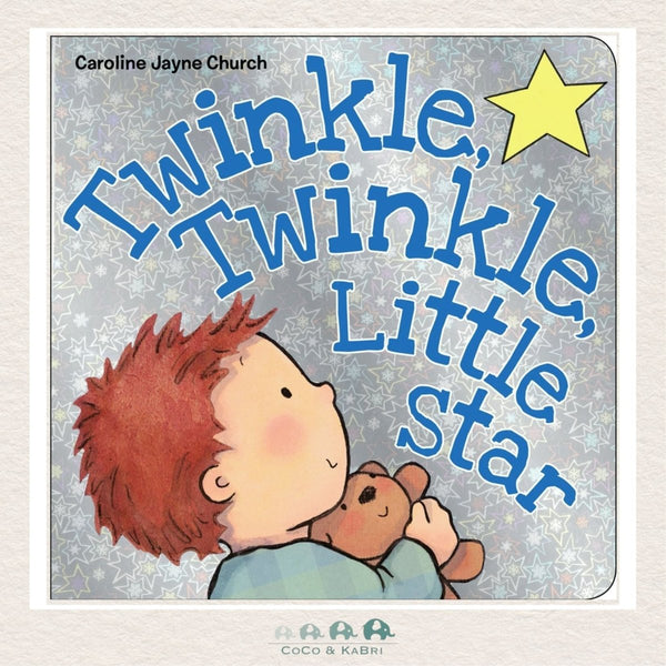 Twinkle, Twinkle, Little Star board book by Caroline Jayne Church featuring a shimmering foil cover and toddlers gazing at the night sky