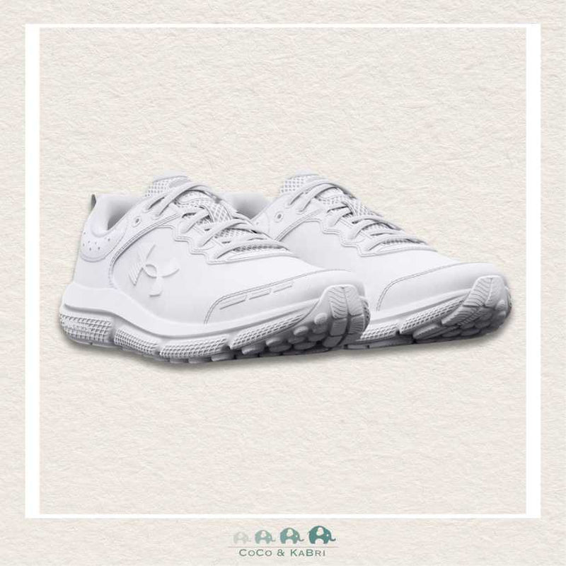 Under Armour Boys' Grade School Assert 10 Uniform Synthetic Running Shoes - White (R1), CoCo & KaBri Children's Boutique