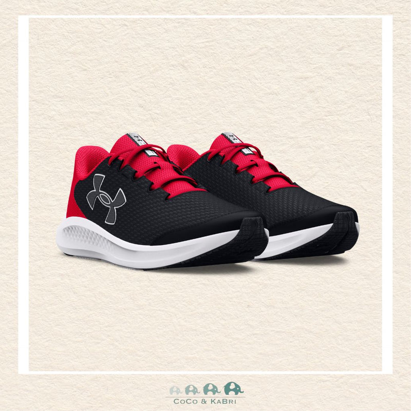 Under Armour Boys' Grade School Charged Pursuit 3 Big Logo Running Shoes Black/Red (Q1 - 101), CoCo & KaBri Children's Boutique