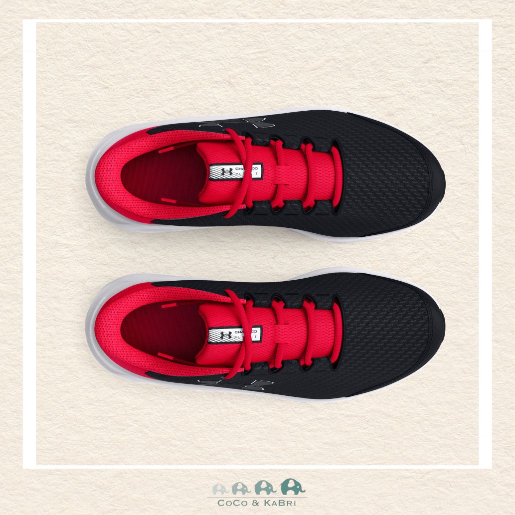 Under Armour Boys' Grade School Charged Pursuit 3 Big Logo Running Shoes Black/Red (Q1 - 101), CoCo & KaBri Children's Boutique