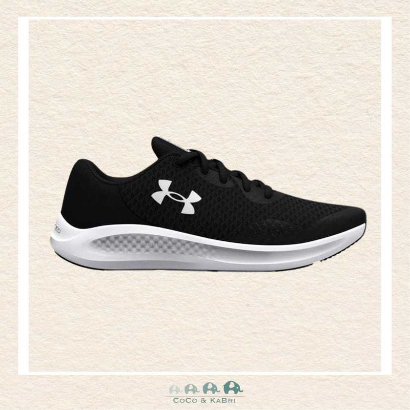 Under Armour: Boys' Grade School Charged Pursuit 3 Running Shoes Black/White, CoCo & KaBri Children's Boutique