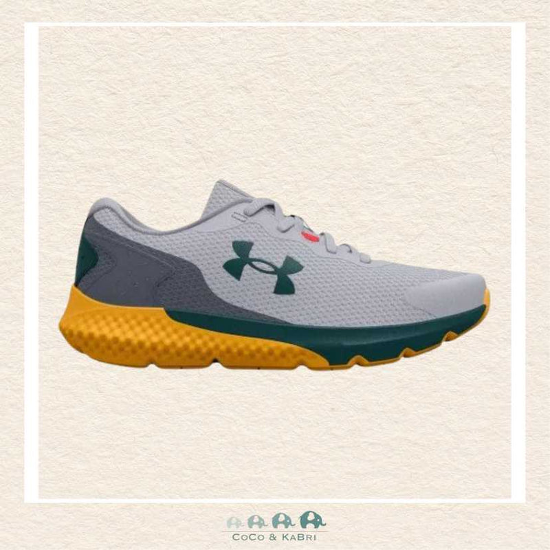 Under Armour: Boys' Grade School Charged Rogue 3 Running Shoes - Orange/Gray(T1-40), CoCo & KaBri Children's Boutique
