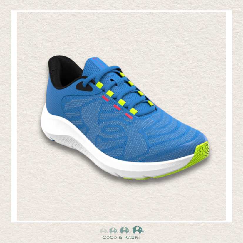 Under Armour Boys' Grade School Pursuit 4 Big Logo Running Shoes - Blue Atlantis (R3), CoCo & KaBri Children's Boutique