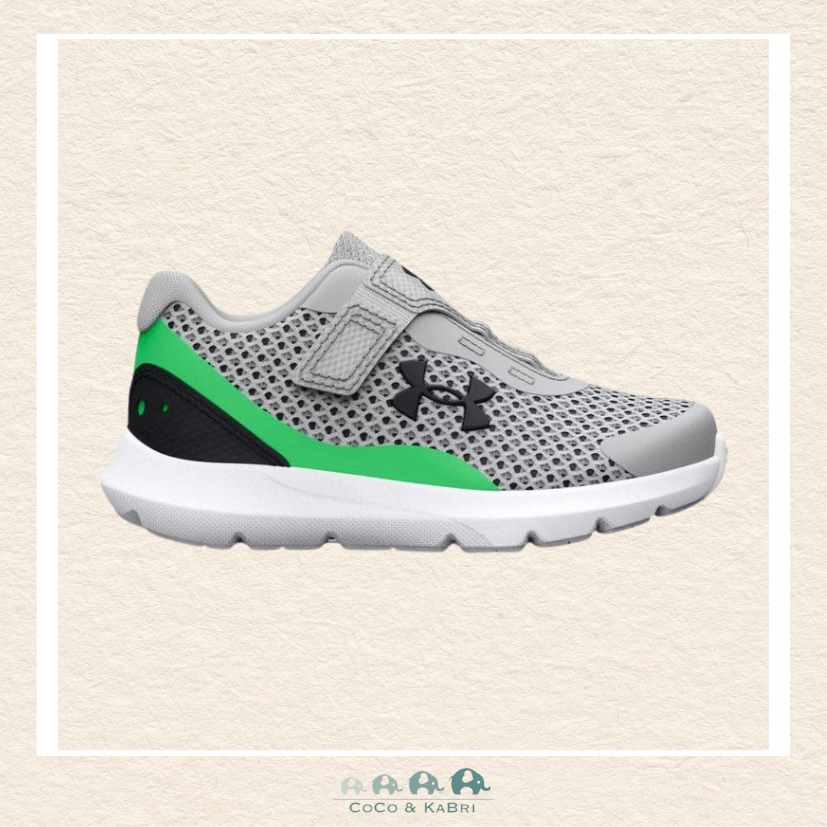 Under Armour: Boys' Infant Surge 3 AC Running Shoes - Grey/Green (N2-80), CoCo & KaBri Children's Boutique