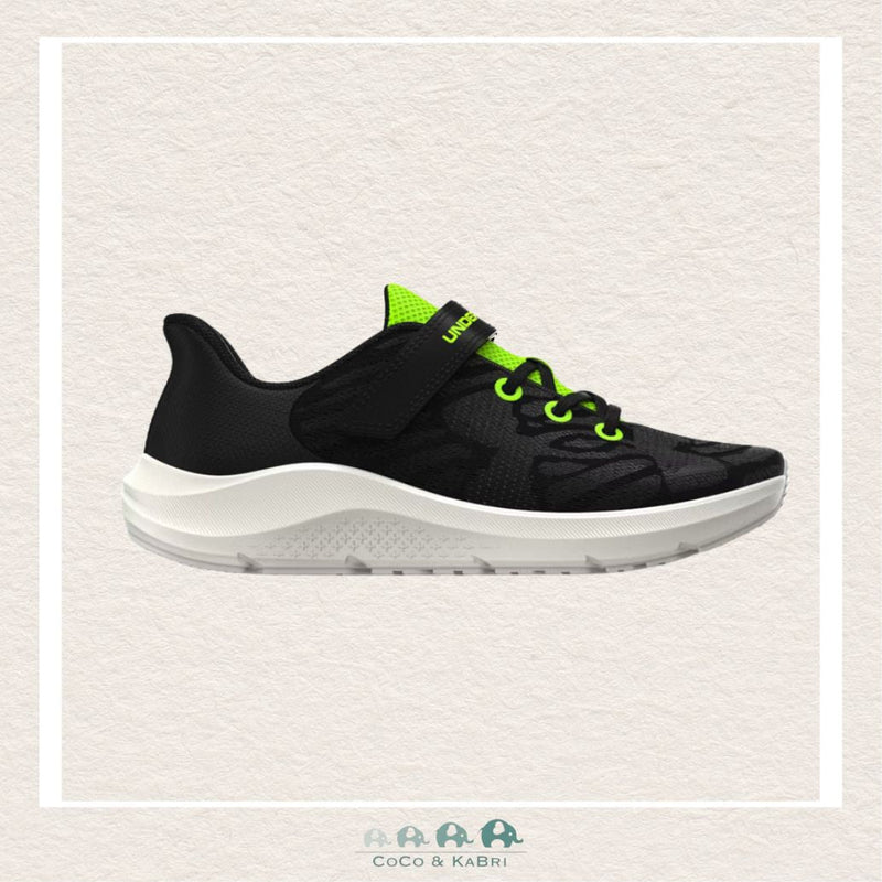 Under Armour Boys' Pre - School Pursuit 4 Big Logo AC Running Shoes - Black/Hyper Green (Q2), CoCo & KaBri Children's Boutique
