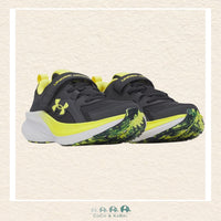 Under Armour pre-school boys' Assert 11 AC running shoes in a bold Black and Yellow colorway, featuring a breathable mesh upper and a modern, high-performance athletic silhouette | Canada