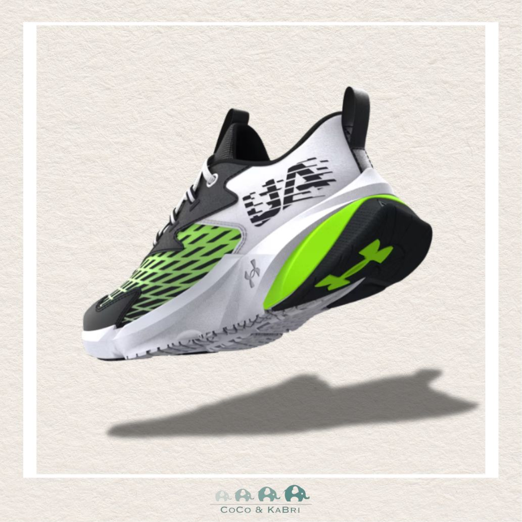 Under Armour Boys' Pre - School Scramjet 7 Running Shoes - White/Hyper Green (Q2), CoCo & KaBri Children's Boutique