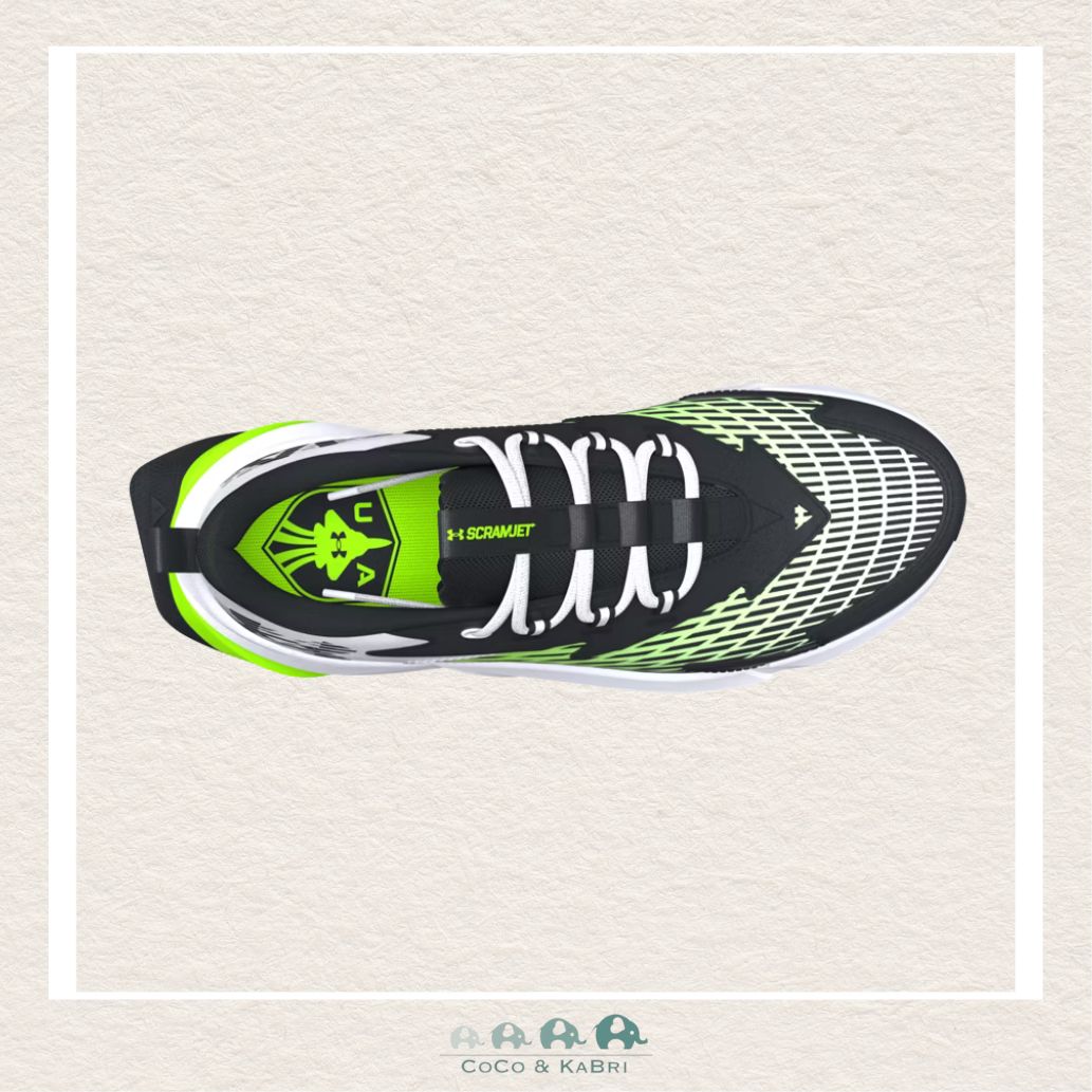 Under Armour Boys' Pre - School Scramjet 7 Running Shoes - White/Hyper Green (Q2), CoCo & KaBri Children's Boutique