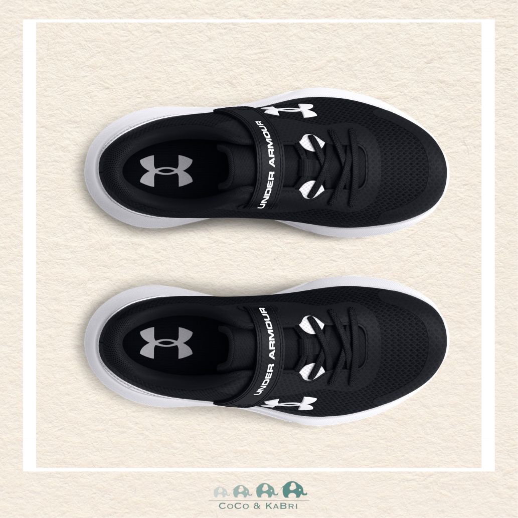 Under Armour Boys' Pre - School Surge 3 AC Running Shoes Black/White. (Y3), CoCo & KaBri Children's Boutique
