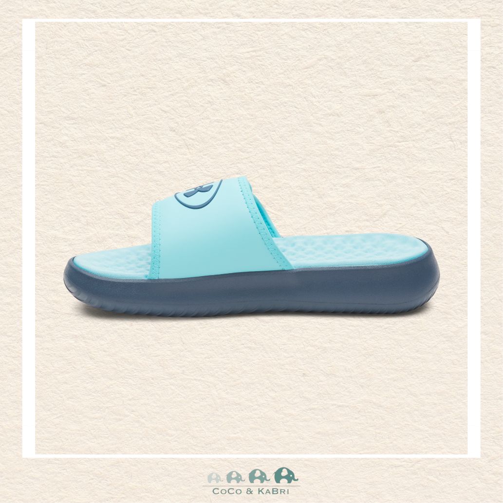 Side profile of the Fresco Blue Ignite Pro 8 slides highlighting the dual-layer Performance 4D Foam® footbed that contours to the foot for ultimate underfoot cushioning | Canada