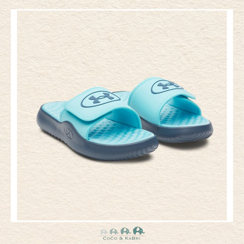 Under Armour boys' Ignite Pro 8 slides in a vibrant Fresco Blue, featuring an adjustable synthetic strap with a soft foam lining for a customized and comfortable fit | Canada