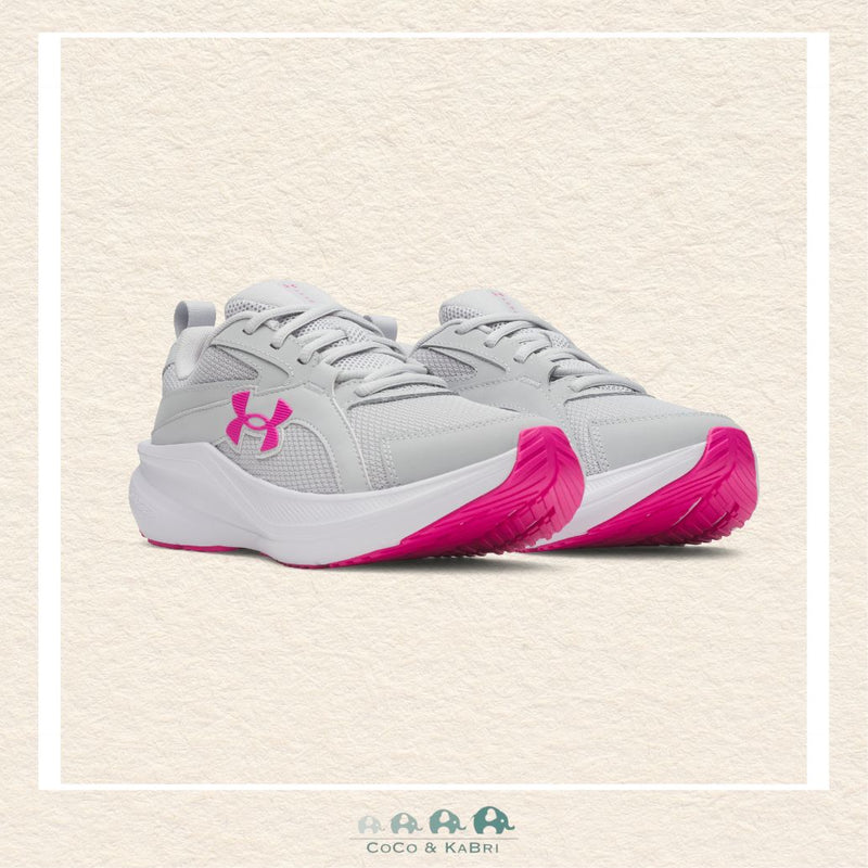 Under Armour grade school girls' Assert 11 running shoes in a specialized wide-width fit and modern Halo Gray, featuring a lightweight, breathable mesh upper and a classic athletic silhouette | Canada