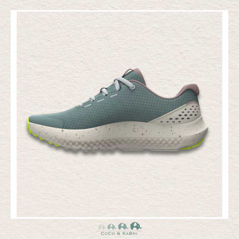 Under Armour Girls' Grade School Surge 4 Running Shoes - Serpentine/Stone/Metallic Tourmaline Pink (P3), CoCo & KaBri Children's Boutique