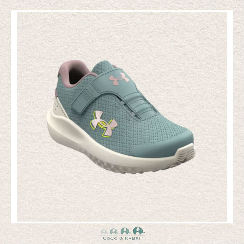 Under Armour Girls' Infant Surge 4 AC Running Shoes - Serpentine/Stone/Metallic Tourmaline Pink (Q3), CoCo & KaBri Children's Boutique