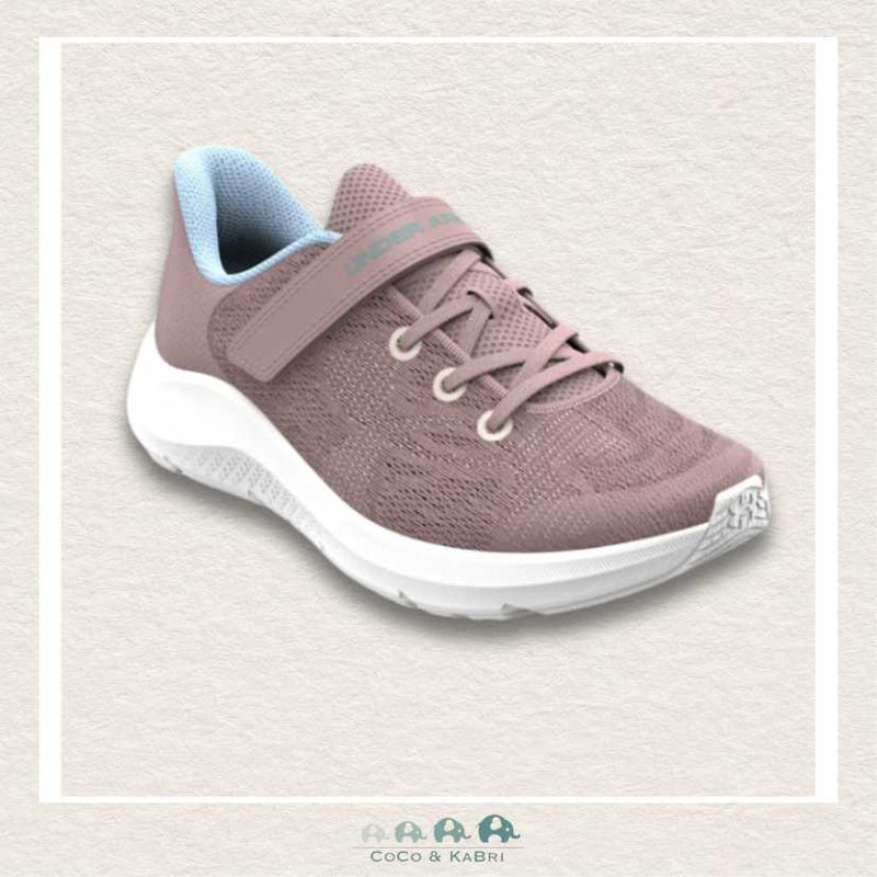 Under Armour Girls' Pre - School Pursuit 4 Big Logo AC Running Shoes - Tourmaline Pink/Nimbus Blue (M1), CoCo & KaBri Children's Boutique