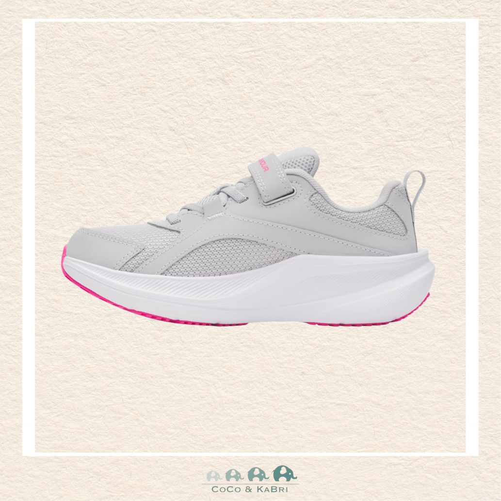 Under Armour: Girls' Pre - School Running Shoes Assert 11 AC Halo Gray/Pink (Q), CoCo & KaBri Children's Boutique