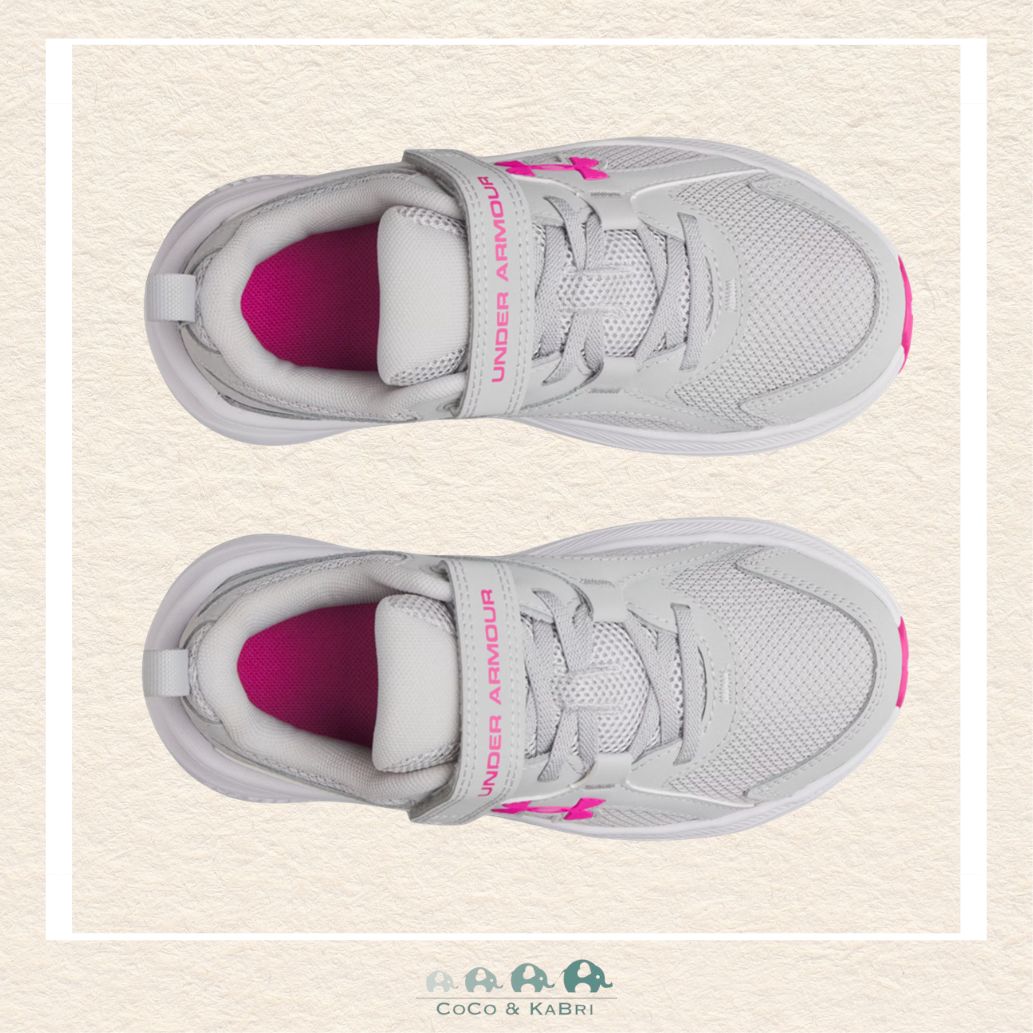 Under Armour: Girls' Pre - School Running Shoes Assert 11 AC Halo Gray/Pink (Q), CoCo & KaBri Children's Boutique