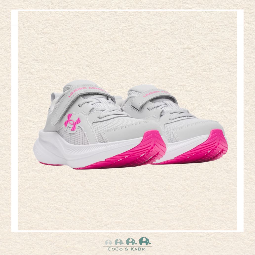 Under Armour: Girls' Pre - School Running Shoes Assert 11 AC Halo Gray/Pink (Q), CoCo & KaBri Children's Boutique