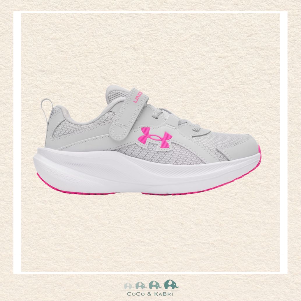 Under Armour: Girls' Pre - School Running Shoes Assert 11 AC Halo Gray/Pink (Q), CoCo & KaBri Children's Boutique