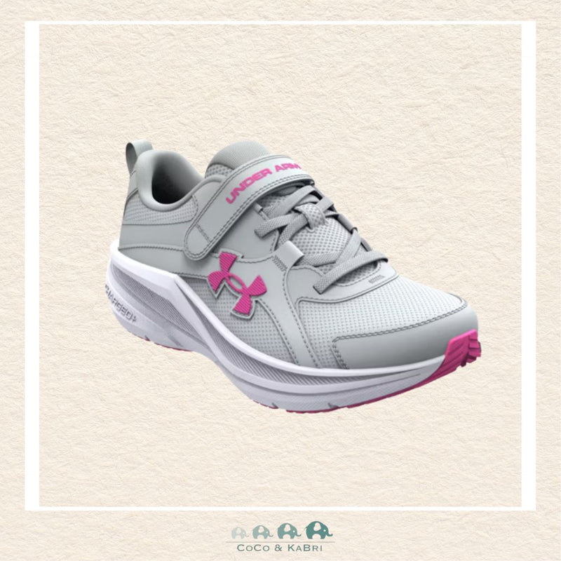 Under Armour pre-school girls' Assert 11 AC running shoes in a wide-width fit and modern Halo Gray, featuring a breathable mesh upper and a convenient alternative closure for easy on-and-off | Canada