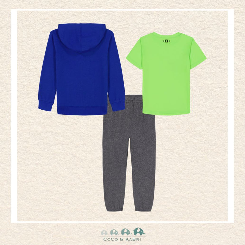 Under Armour Infant Boys 3 Piece Zip UP Hoodie, Lime Green Tshirt & Gray Pants, CoCo & KaBri Children's Boutique
