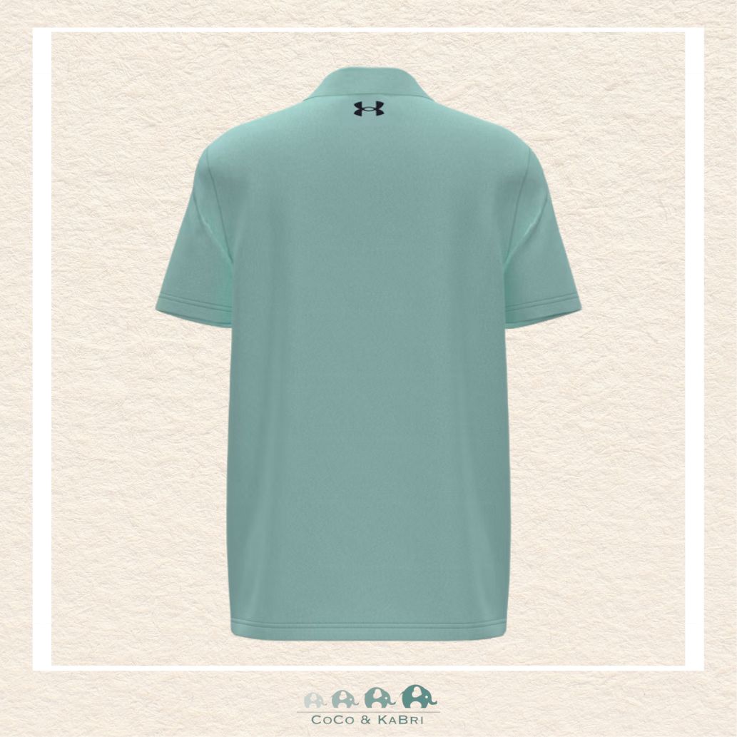 Back view of the Refresh Mint polo showing the tailored drape and the lightweight HeatGear® fabric designed for a polished and breathable fit during active play | Canada