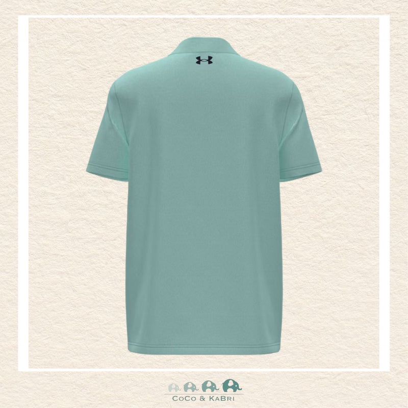 Back view of the Refresh Mint polo showing the tailored drape and the lightweight HeatGear® fabric designed for a polished and breathable fit during active play | Canada