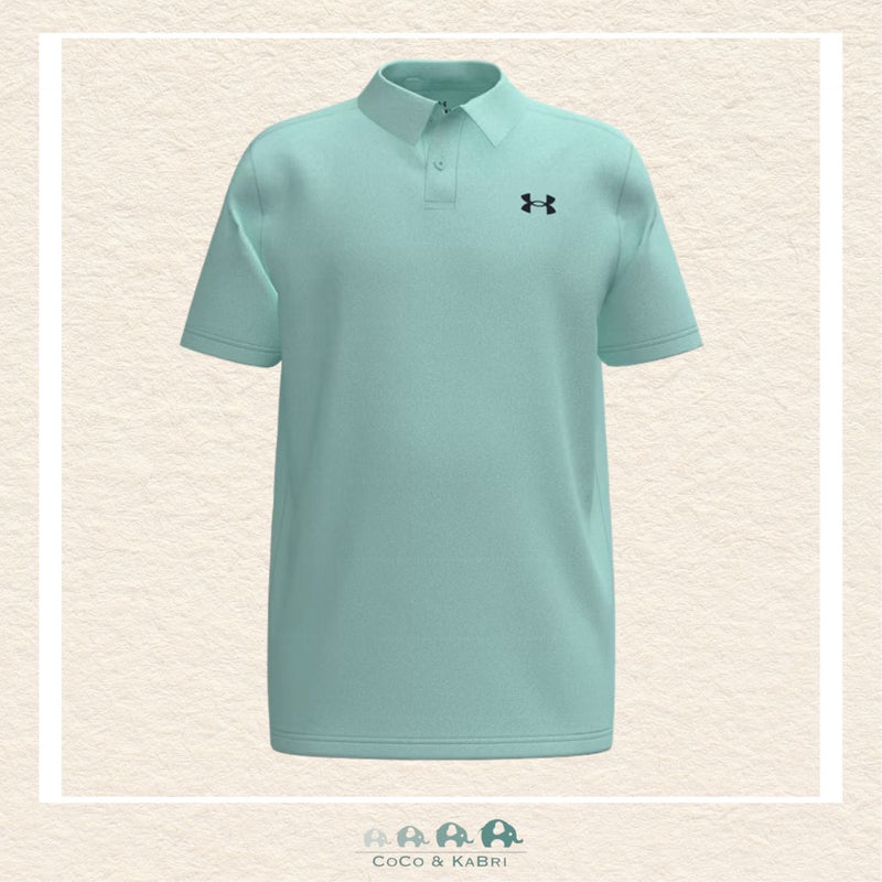 Under Armour youth boys' Matchplay polo in vibrant Refresh Mint, featuring a professional three-button placket, a structured performance collar, and a clean athletic silhouette | Canada