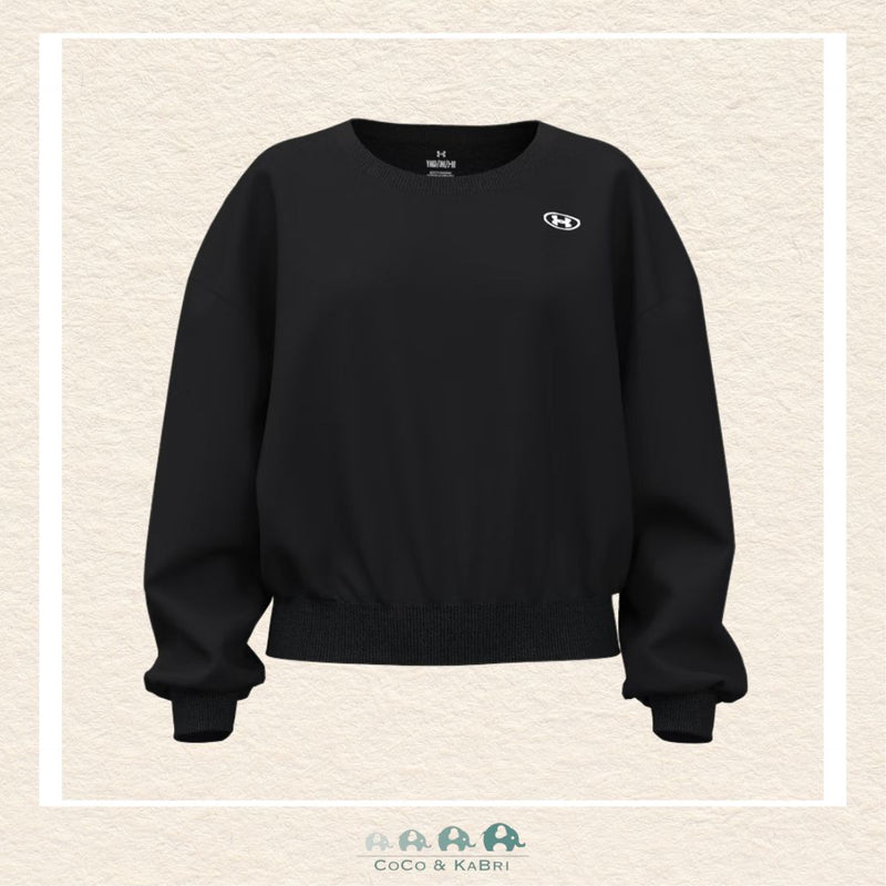 Under Armour: Rival Fleece Youth Girls' Oversized Crew - Black, CoCo & KaBri Children's Boutique, Brooks Alberta Canada