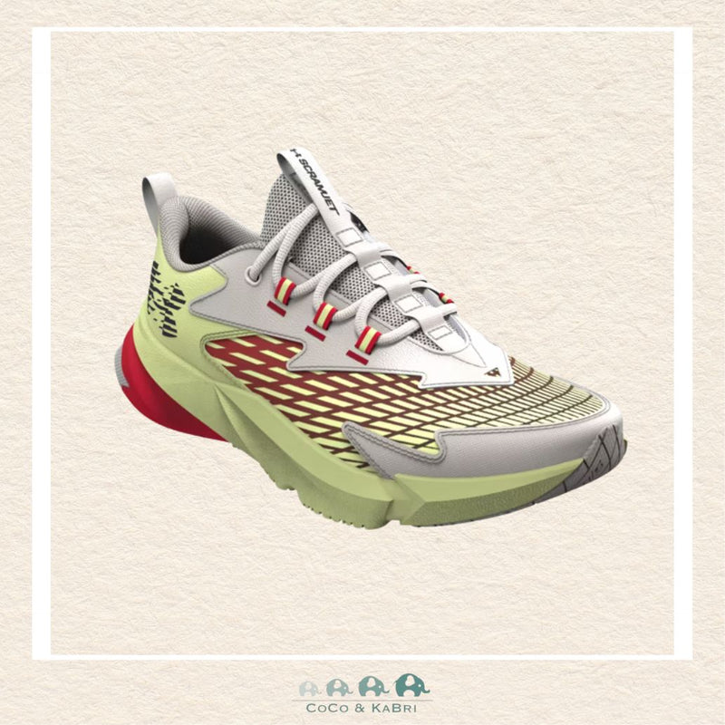 Under Armour youth boys' Scramjet 7 running shoes in a crisp Summit White, featuring a breathable engineered mesh upper and a sleek, modern grade school silhouette | Canada