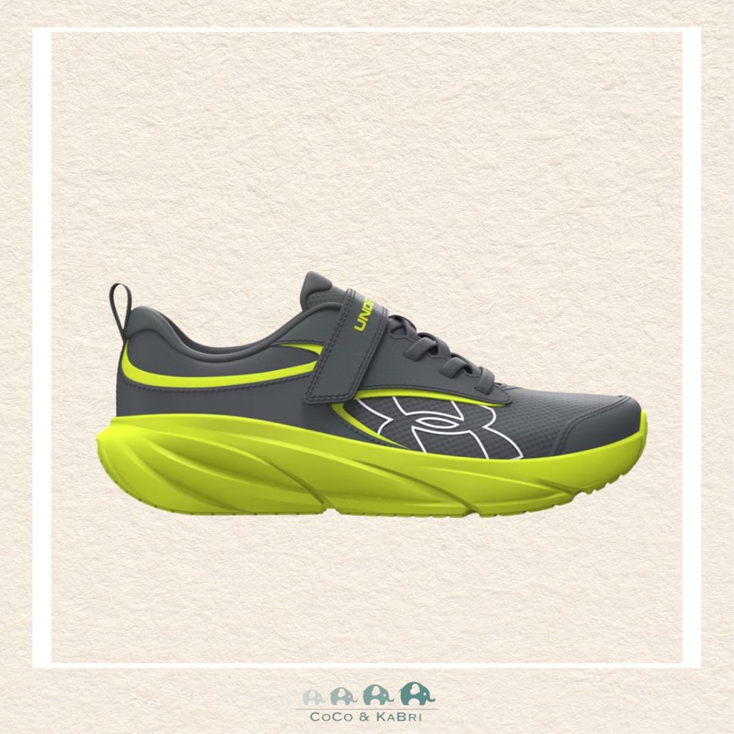 Under Armour Surge 5 AC Boys' Pre-School Running Shoes Gray/Green (M4), CoCo & KaBri Children's Boutique, Brooks Alberta Canada