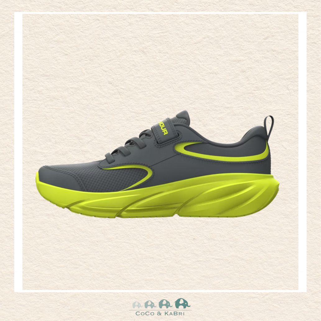 Under Armour Surge 5 AC Boys' Pre-School Running Shoes Gray/Green (M4), CoCo & KaBri Children's Boutique, Brooks Alberta Canada