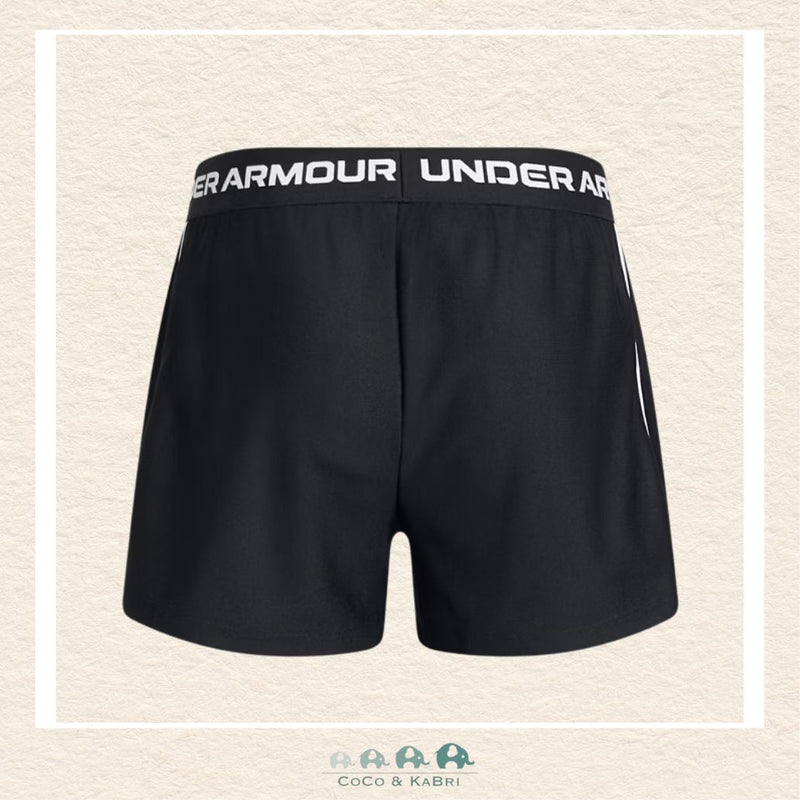 Back view of the black Play Up shorts showing the clean athletic drape and the specialized curved hem designed for a full, unrestricted range of motion during play | Canada